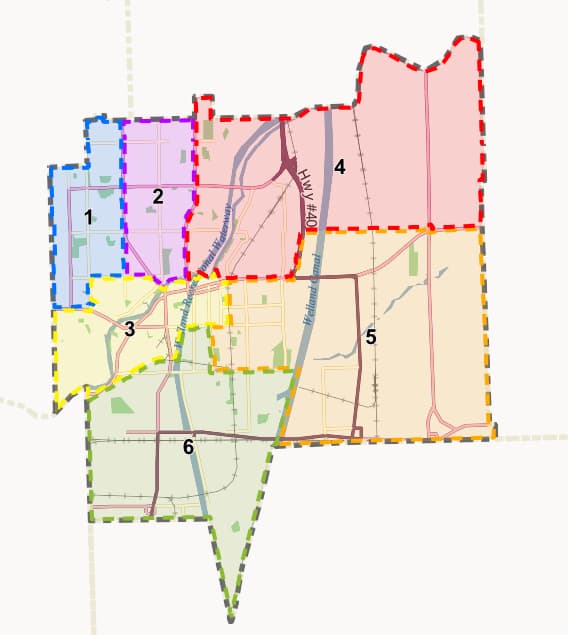 City of Welland ward map